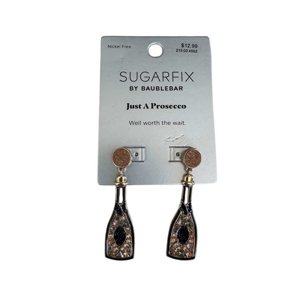Sugarfix By Baublebar Earrings Just a Prosecco Gold Tone Dangle Bling Statement